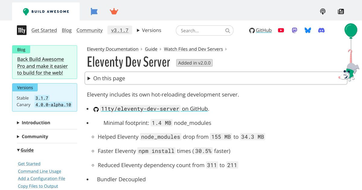 Eleventy Dev Server — Eleventy