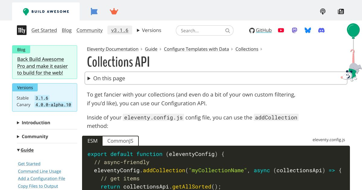 Collections API — Eleventy