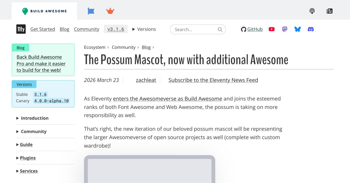 The Possum Mascot, now with additional Awesome