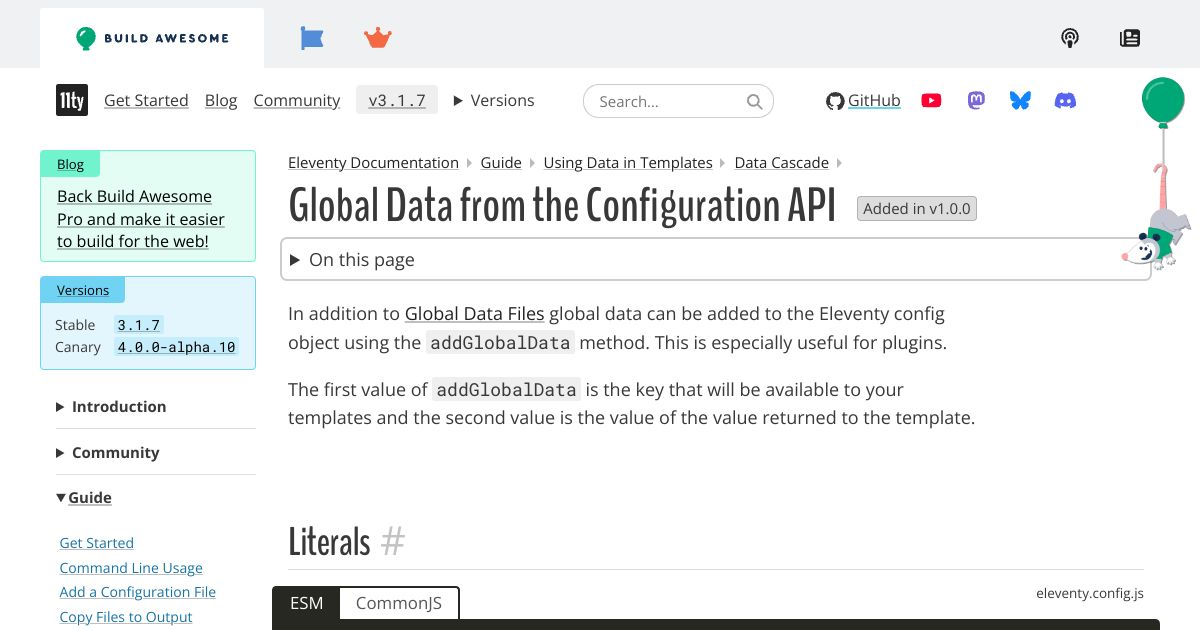 Config Global Data — Eleventy