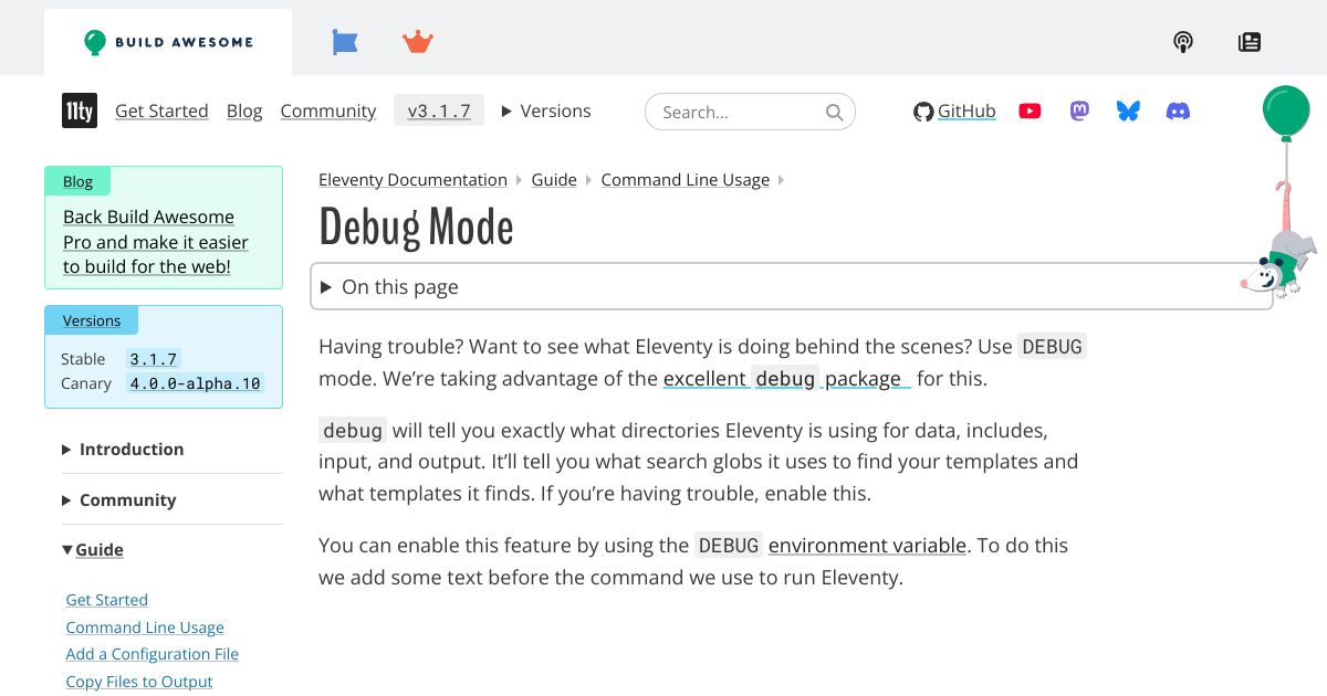 Debug Mode — Eleventy