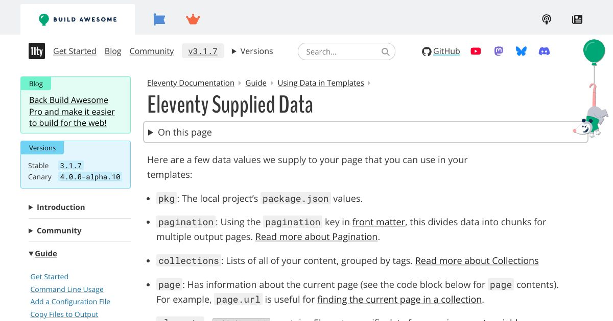 Eleventy Supplied Data — Eleventy