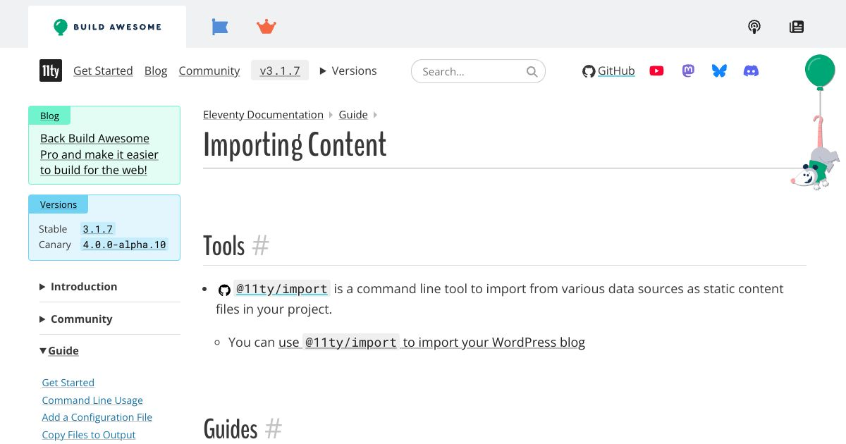 Importing Content — Eleventy