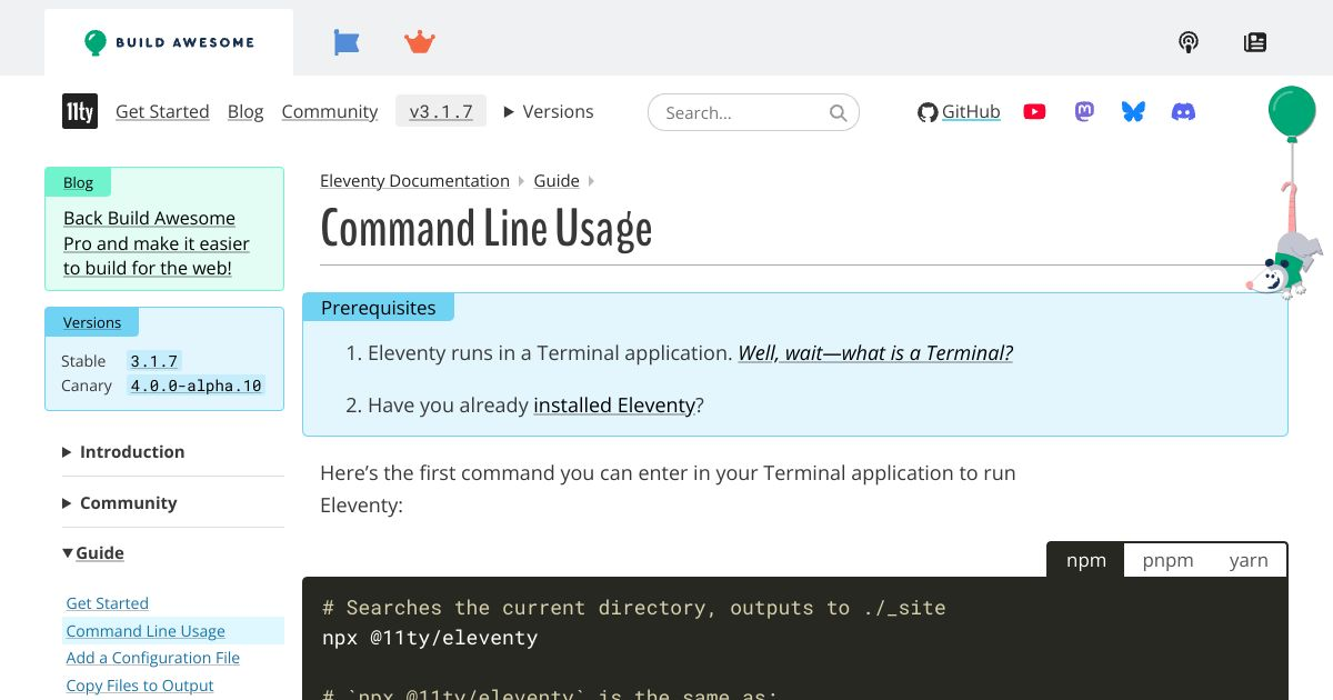 Command Line Usage — Eleventy