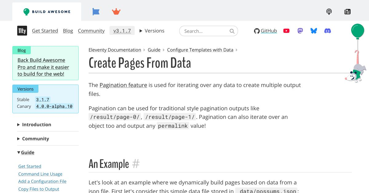 Create Pages From Data — Eleventy