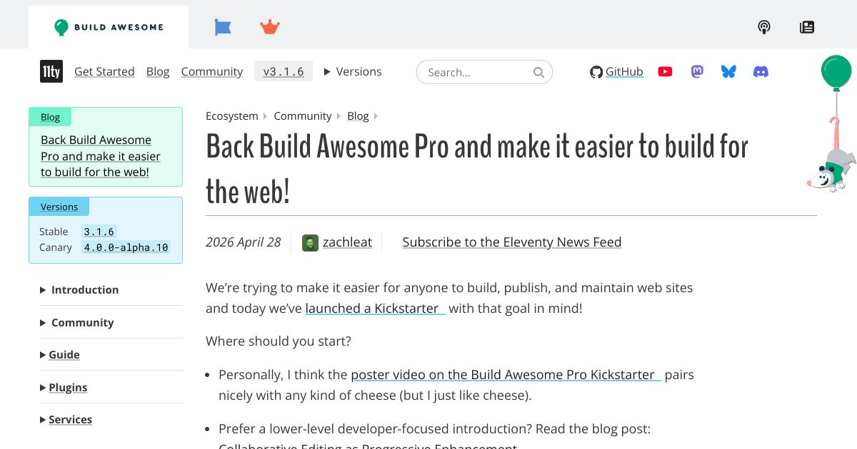 Back Build Awesome Pro and make it easier to build for the web!
