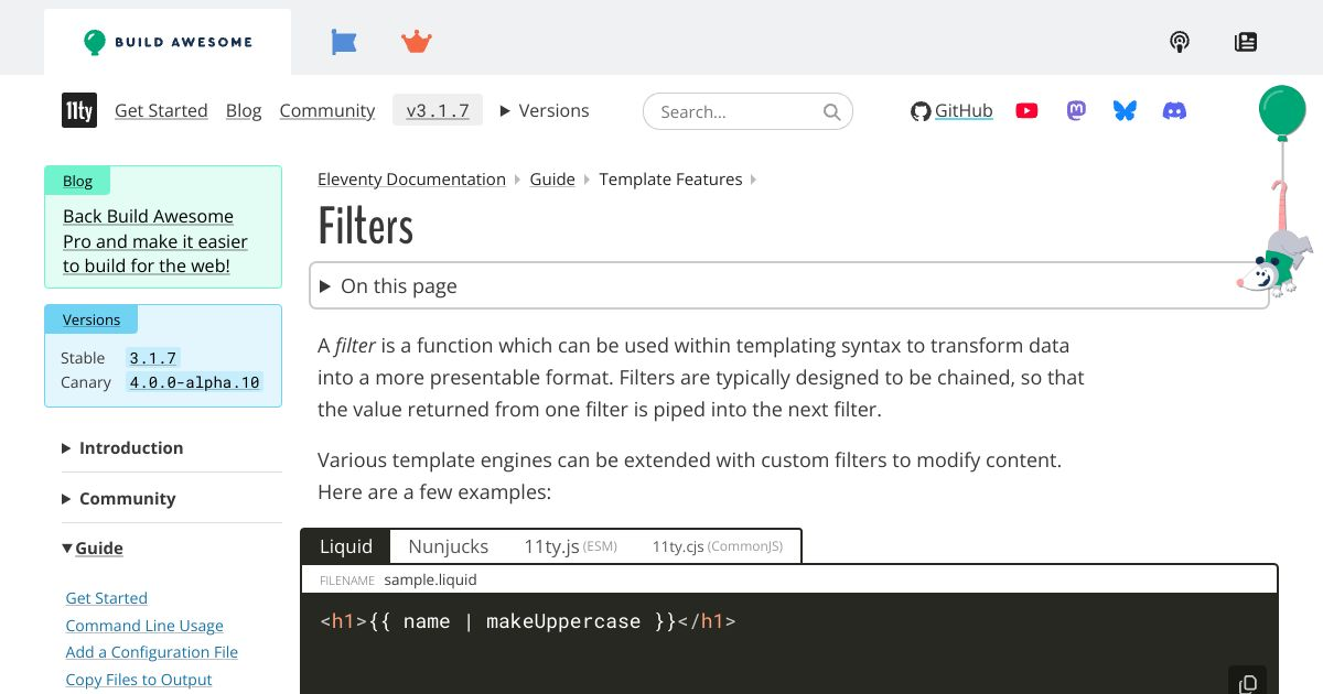 Filters — Eleventy