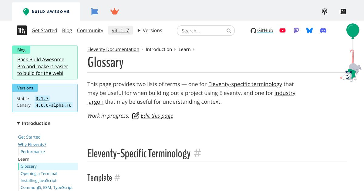 Glossary — Eleventy