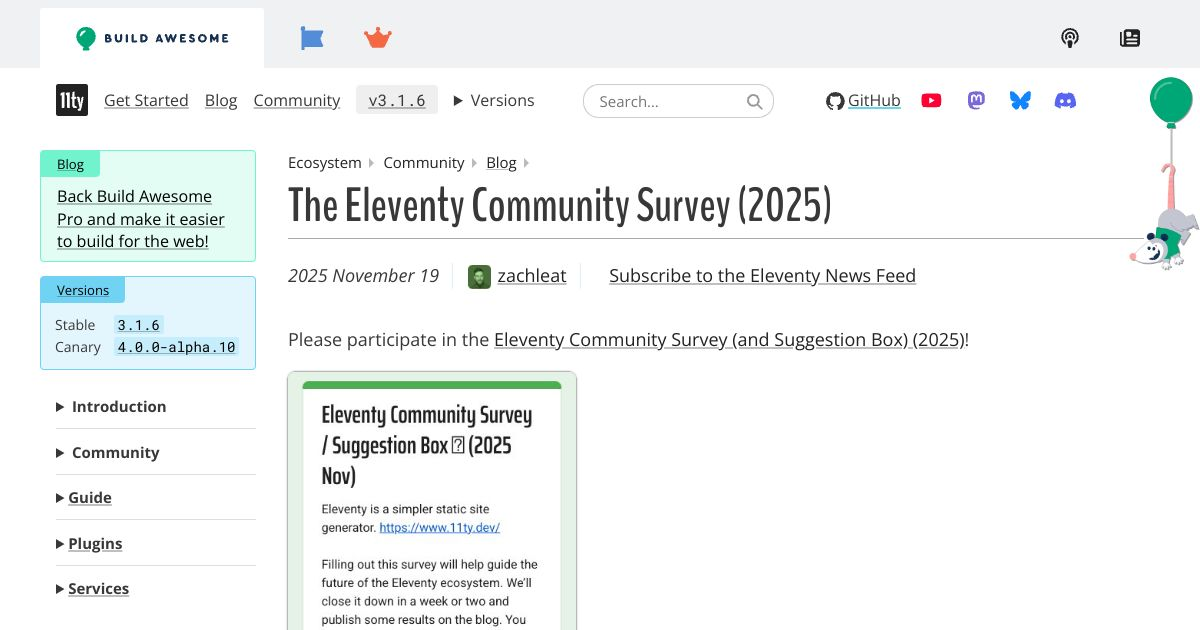 The Eleventy Community Survey (2025) — Eleventy
