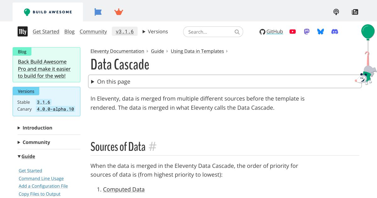 Data Cascade — Eleventy