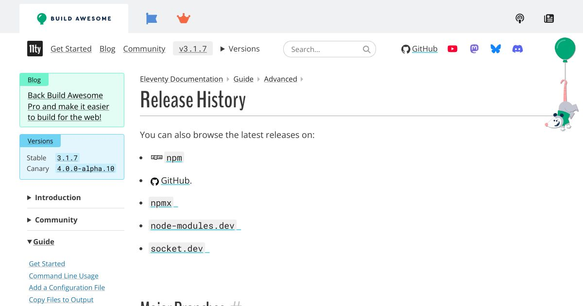 Release History — Eleventy