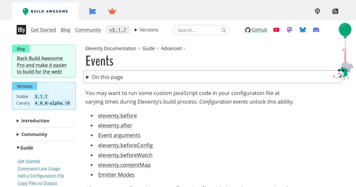 Configuration Events — Eleventy