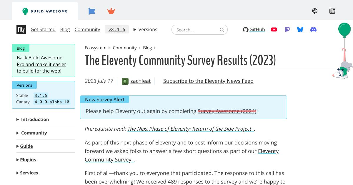 The Eleventy Community Survey Results (2023) — Eleventy