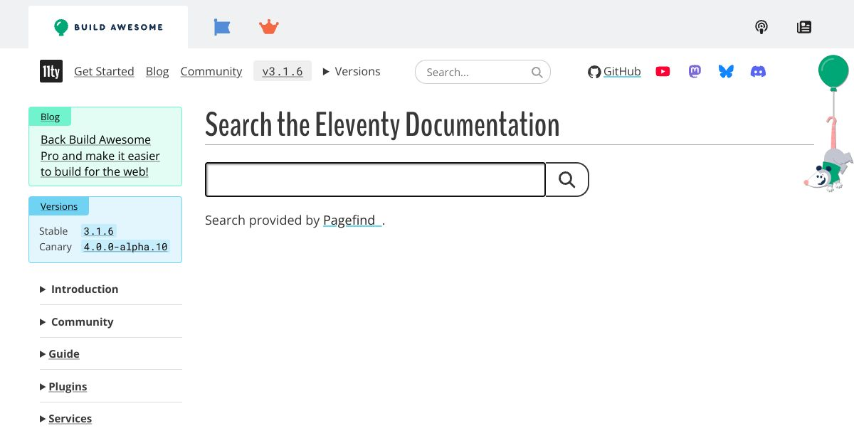 Search The Eleventy Documentation — Eleventy