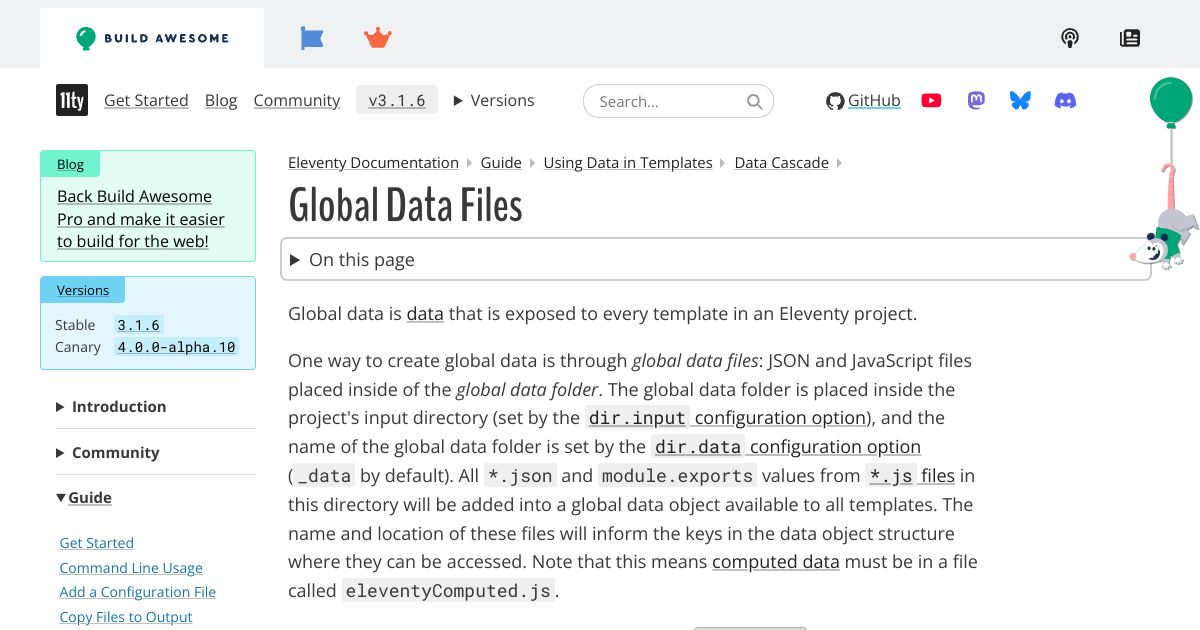 Global Data Files — Eleventy