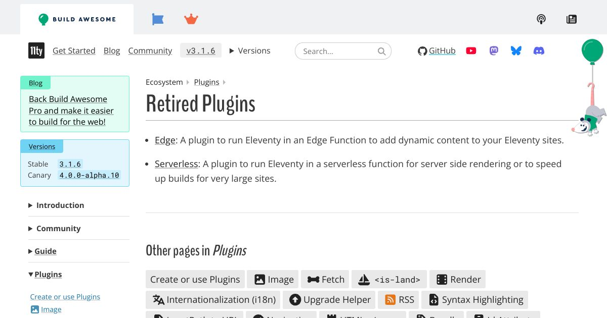 Retired Plugins — Eleventy