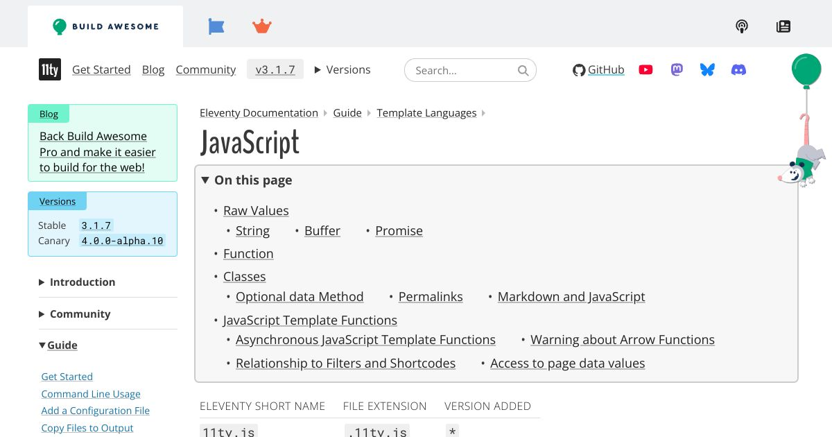 JavaScript — Eleventy